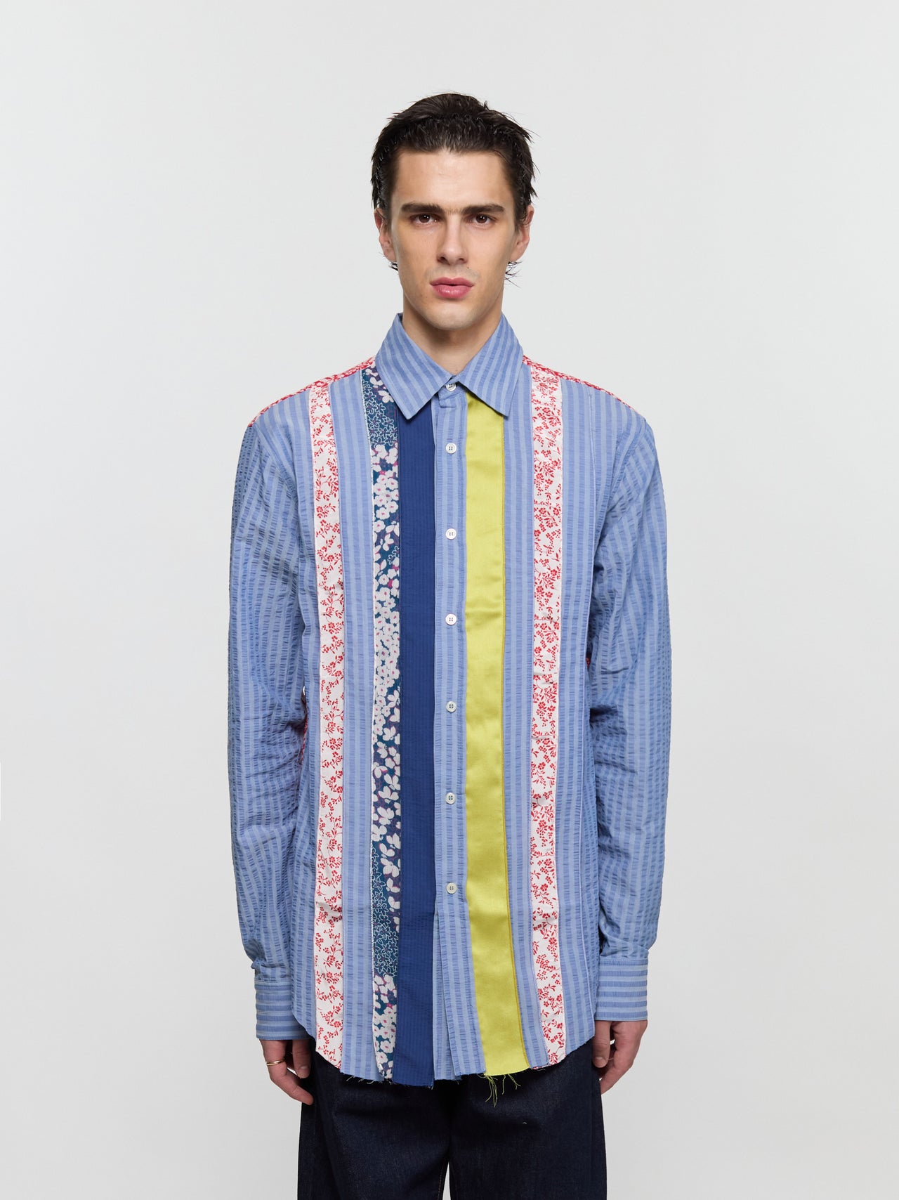 Patch & Slash Shirt in Blue & Multi