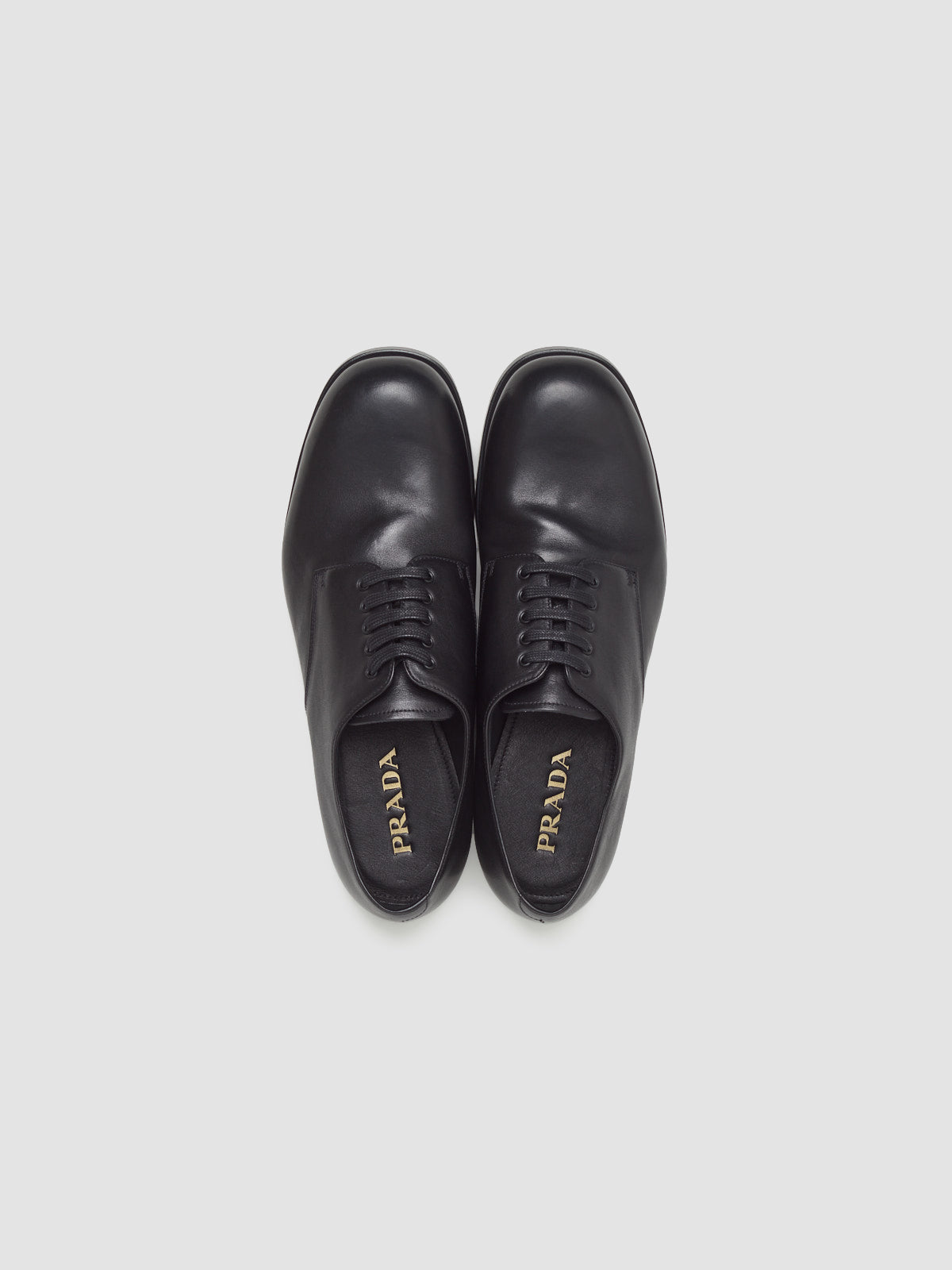 Antique Leather Lace-Up Shoes in Black