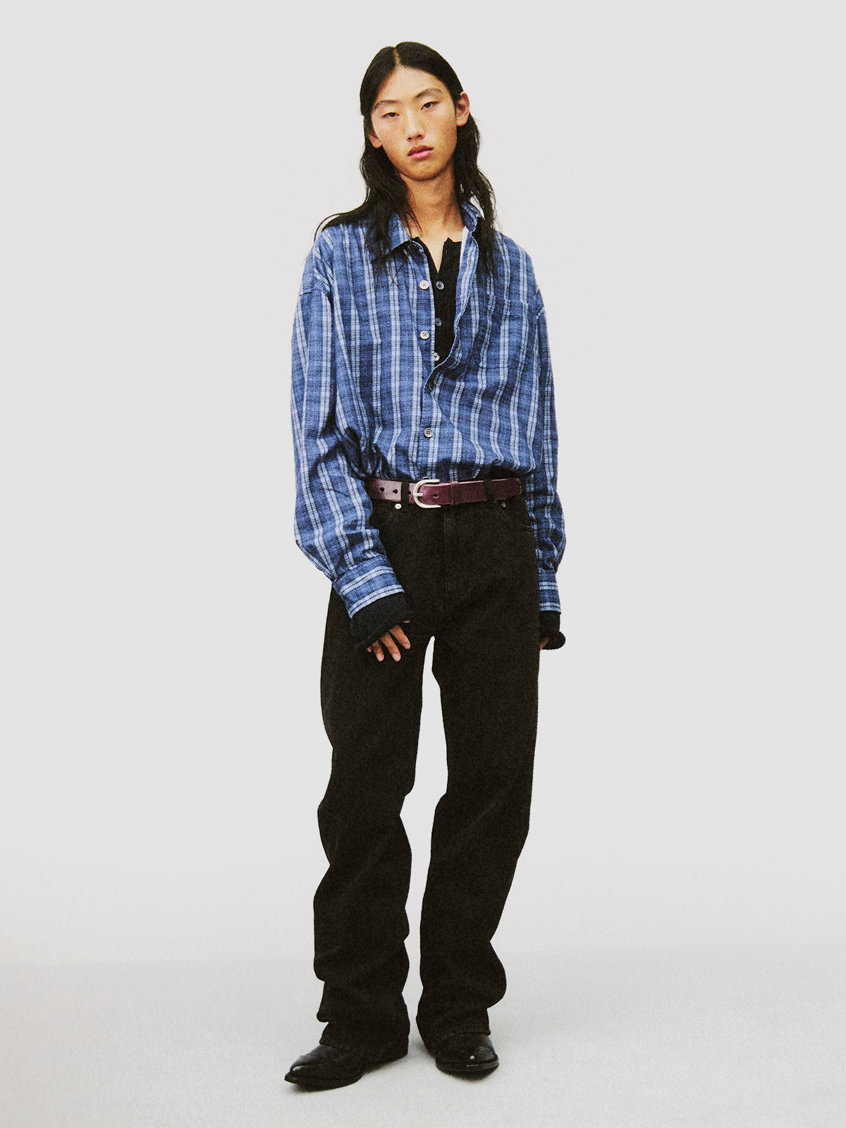 Borrowed Shirt in Check Print