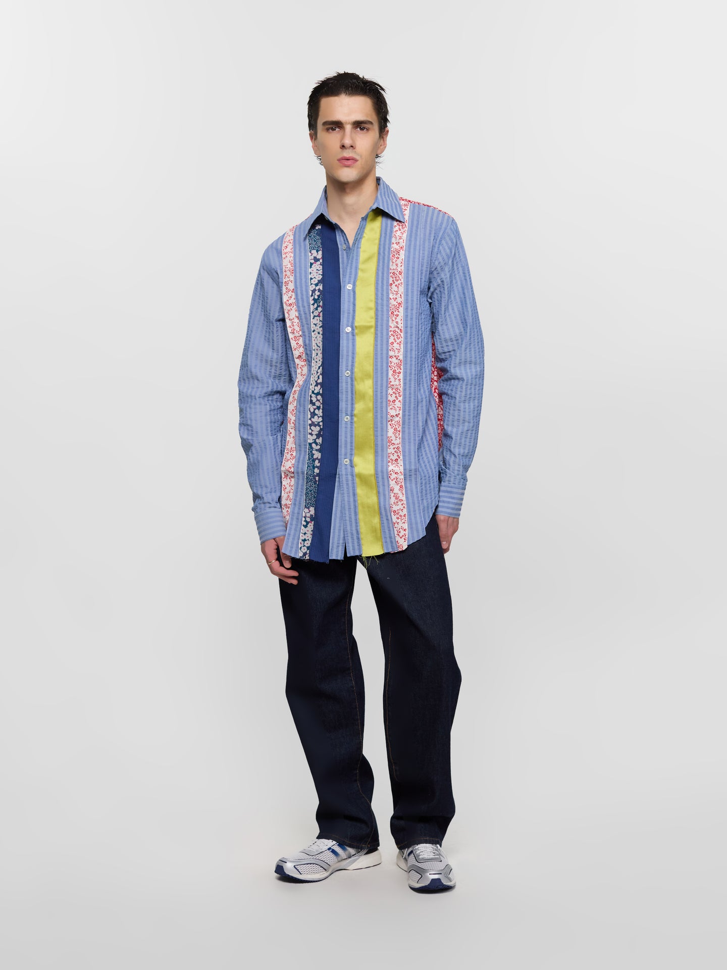 Patch & Slash Shirt in Blue & Multi