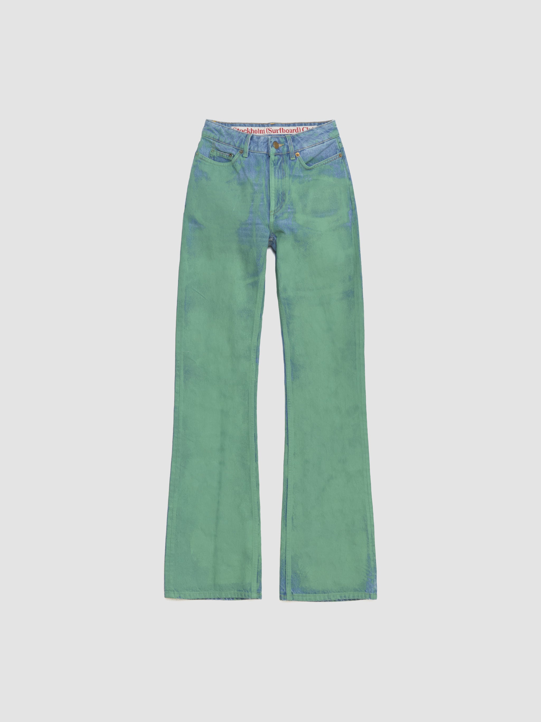 x VOO Painted Bootcut Jeans in Green