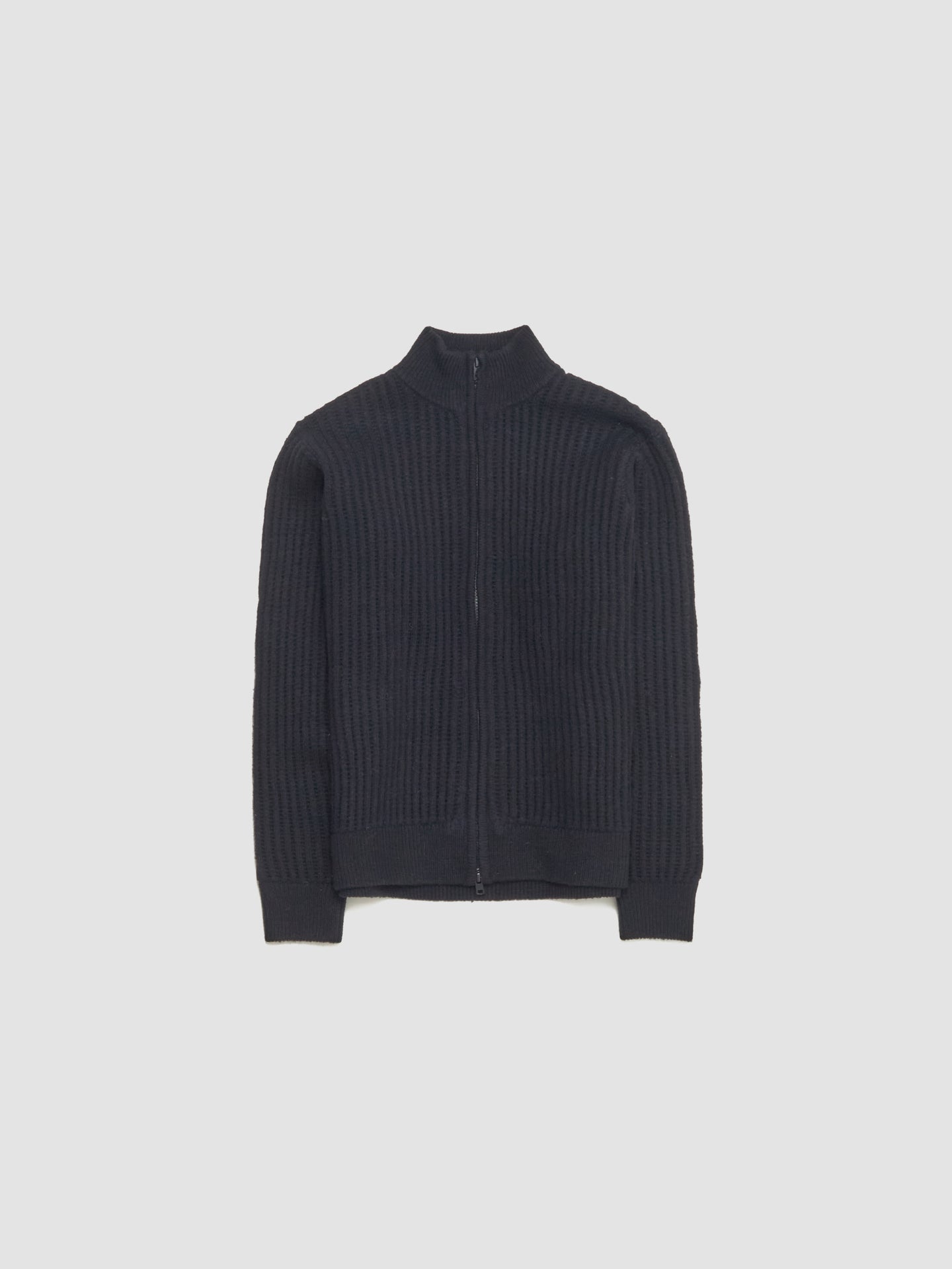 Military Patch Zip Sweater in Black