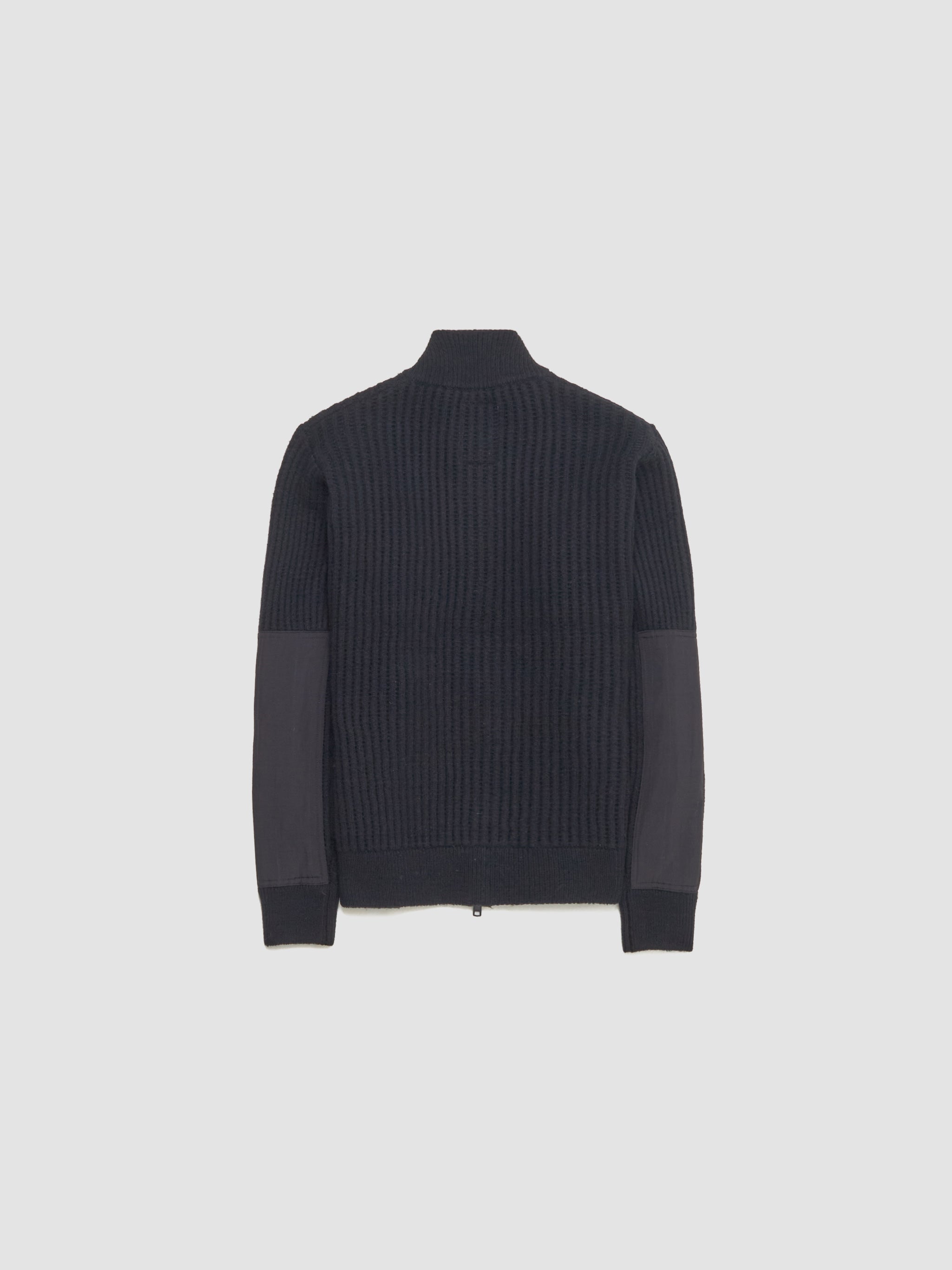 Military Patch Zip Sweater in Black
