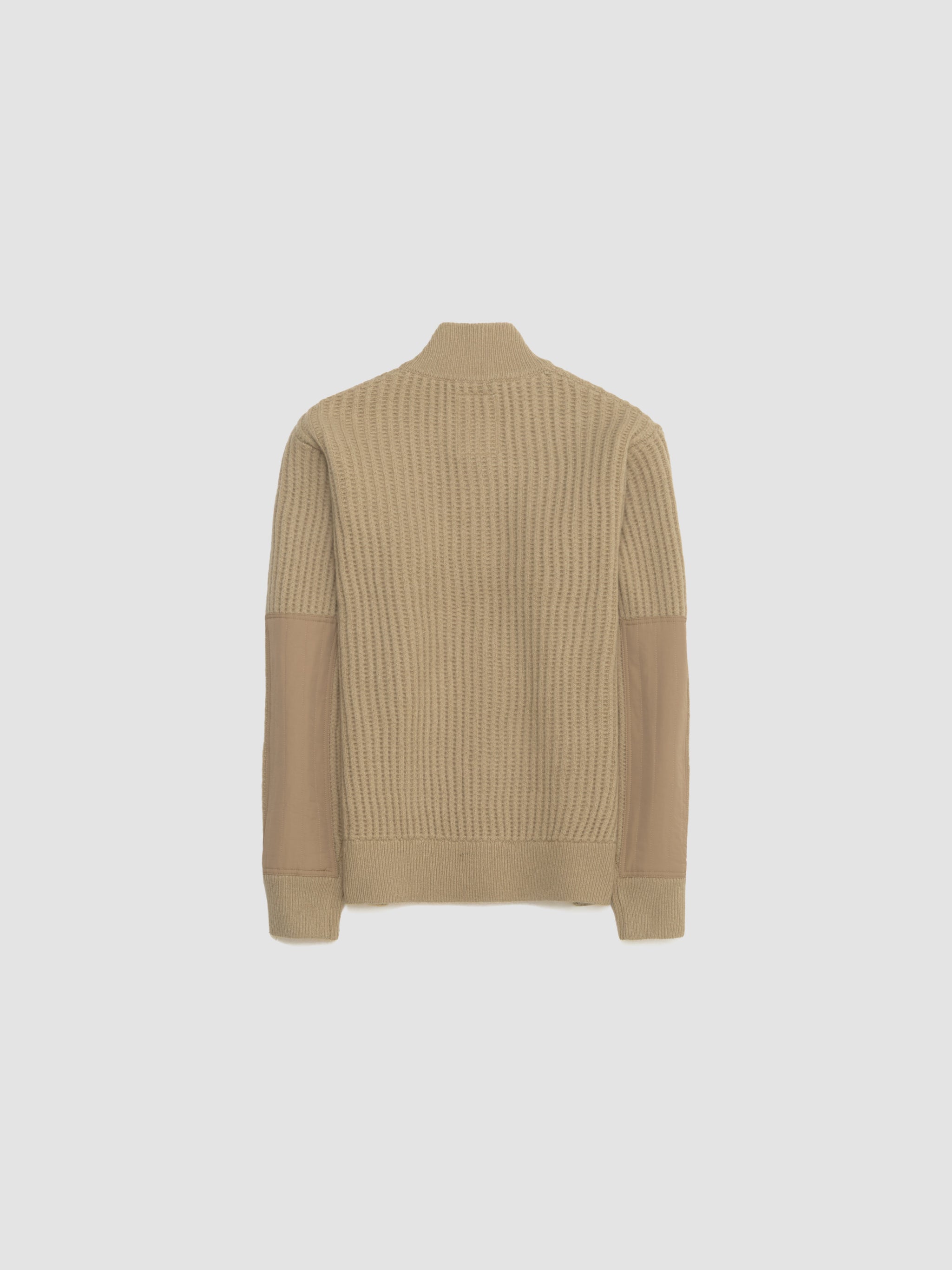 Military Patch Zip Sweater in Sand